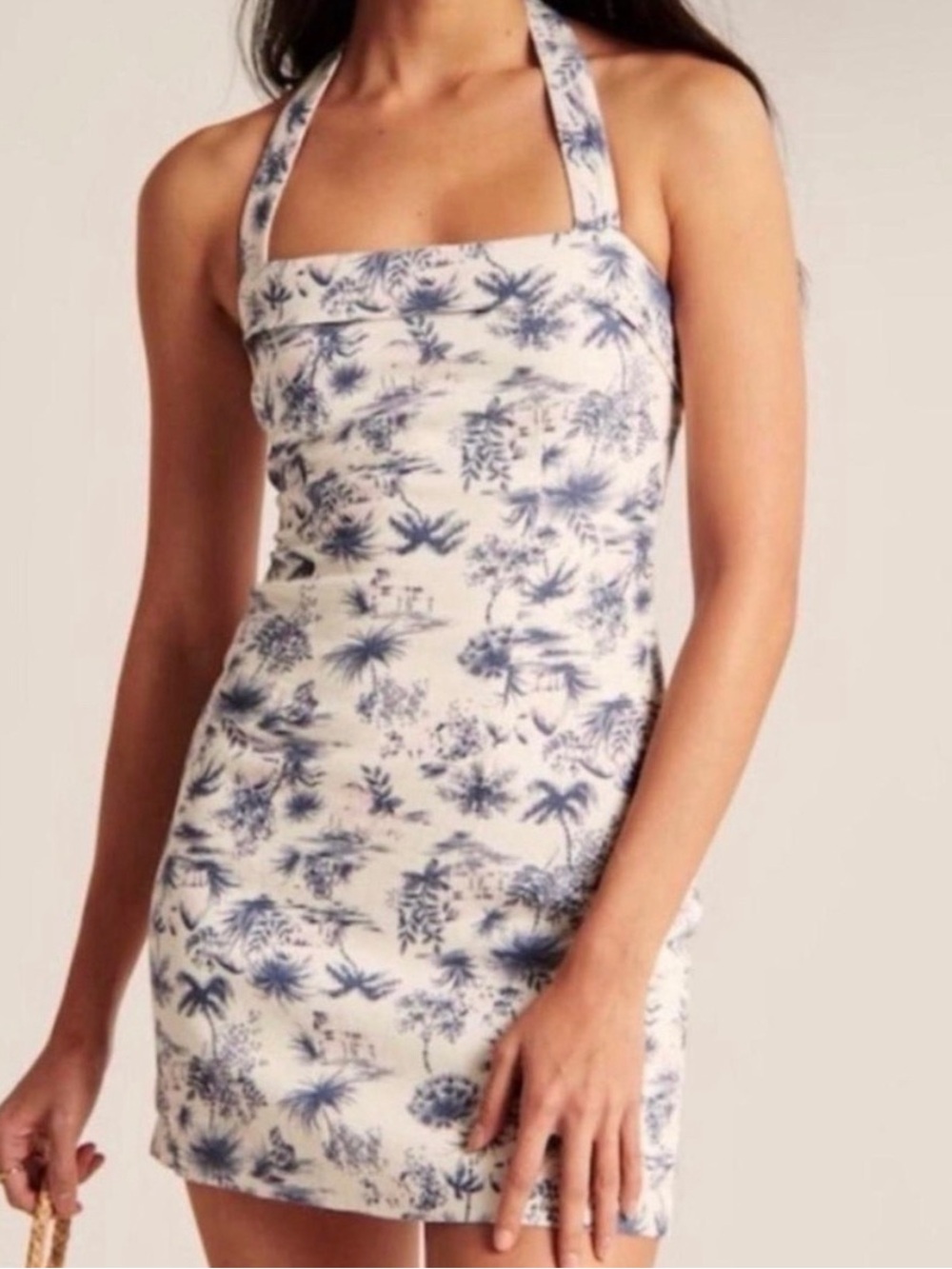 Abercrombie Medium Tall Linen Blend Halter Mini Dress